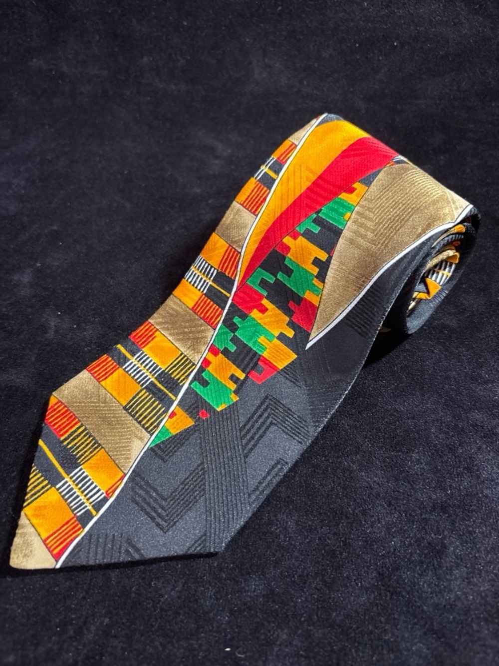 Heritage Vintage Abstract Kente Print Necktie One Size Multicolor Geometric EUC